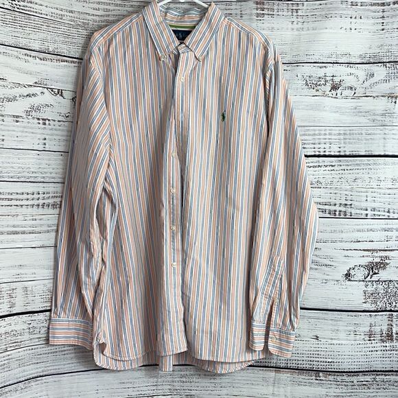 Ralph Lauren Shirt Mens Sz XL Classic Fit striped pony cotton Button Up Preppy - Picture 2 of 10